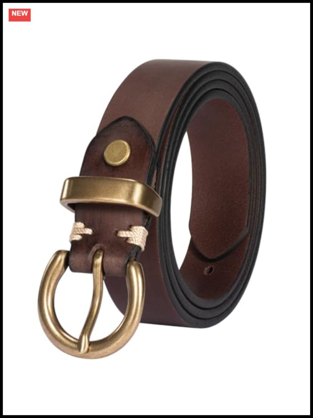 Women's Genuine Leather Belt Solid Brass Buckle Vintage